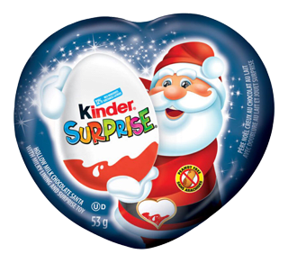 Père Noël creux au chocolat au lait avec jouet surprise, 53 g – Kinder :  Boite