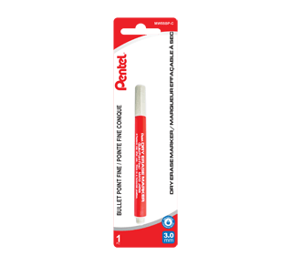  PENSMW26B  Pentel - Arts Marqueur Effaçable Pour Surfaces  Vitrées, Pointe Biseautée, Encre Rouge