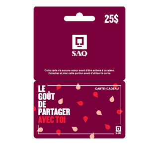 Carte-cadeau SAQ de 25 $, 1 unité – Incomm : Cartes-cadeaux - autres | Jean  Coutu