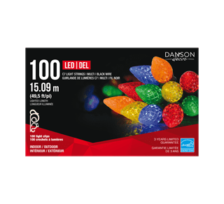 Northlight Jeu de 100 Multicolore LED Facettes C7 lumières de Noël - Fil  vert