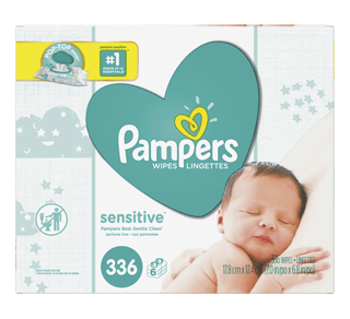 Lingettes pour bébés Sensitive, non parfumées, 56 unités – Pampers