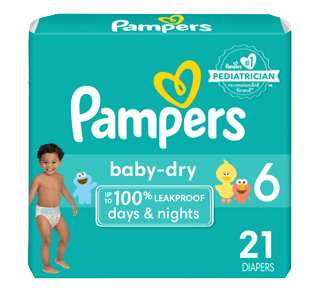 Couches Baby Dry, taille 6, format jumbo, 21 unités – Pampers : Couche