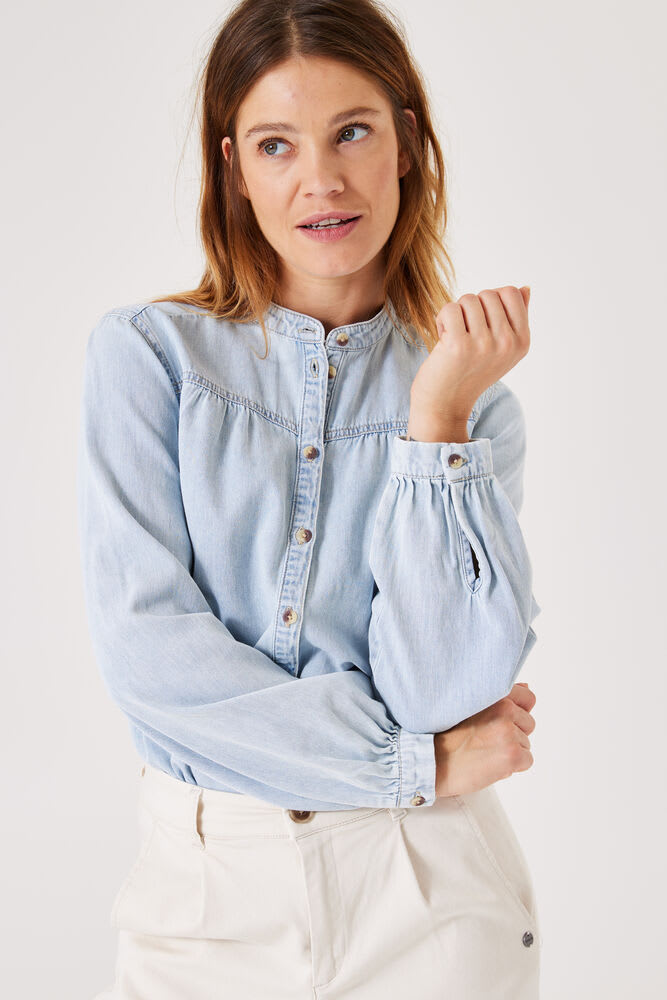 woordenboek Dosering eeuwig Lichtblauwe denim blouse | GARCIA