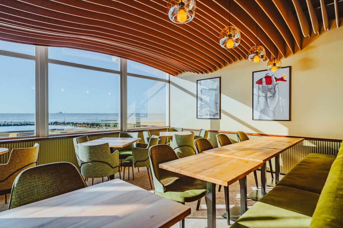 El restaurante de L'Atlantic frente al mar en Wimereux