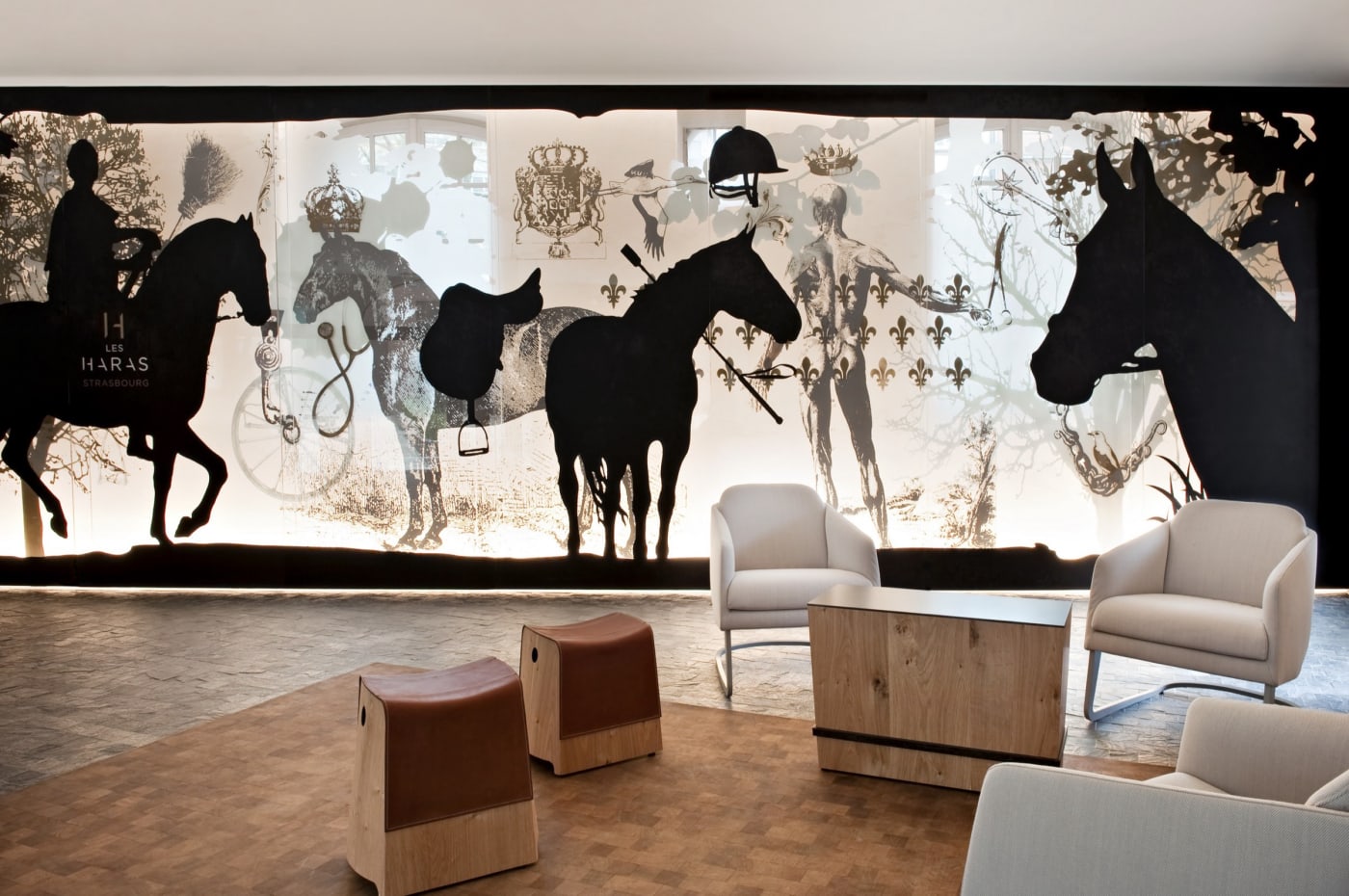 The lobby lounge of Les Haras designed by Jouin Manku