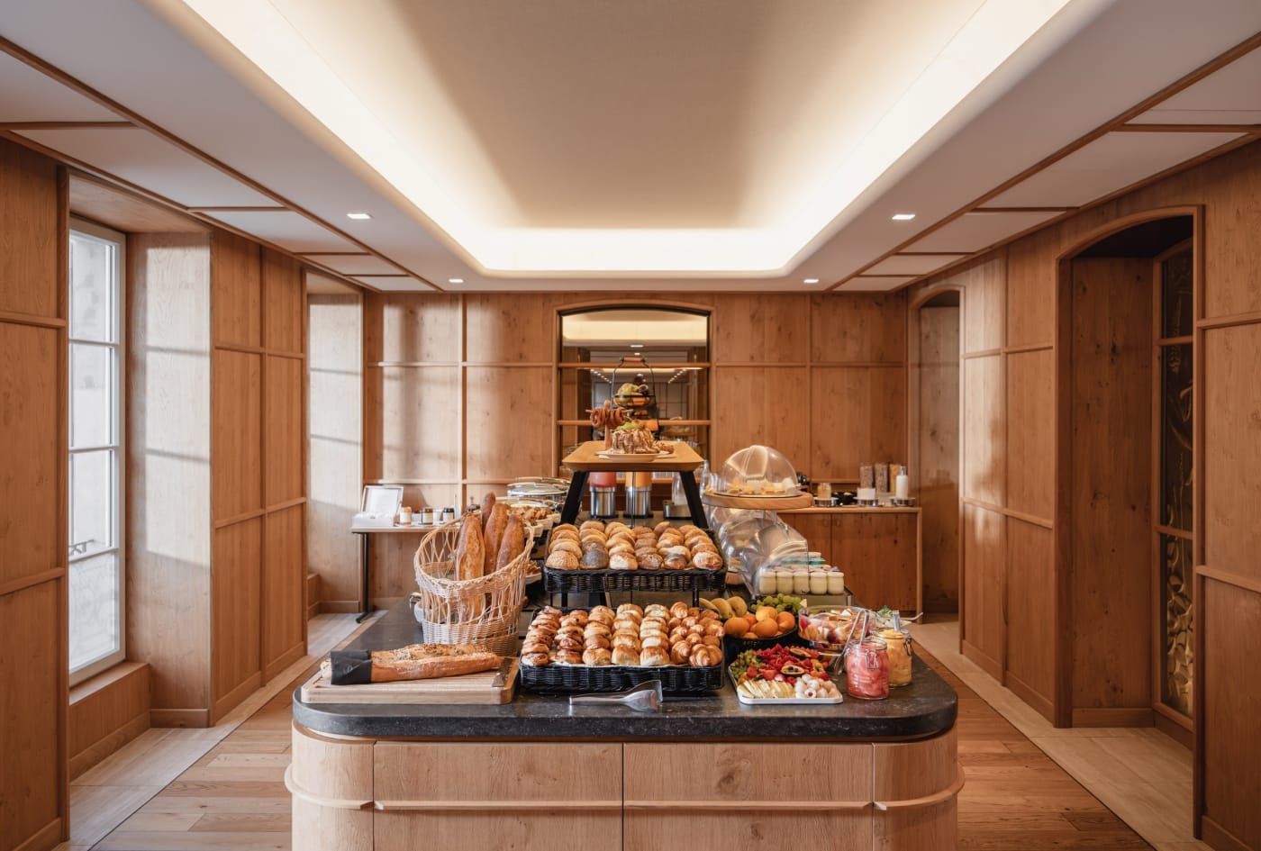 Das Frühstücksbuffet des Hotels Les Haras