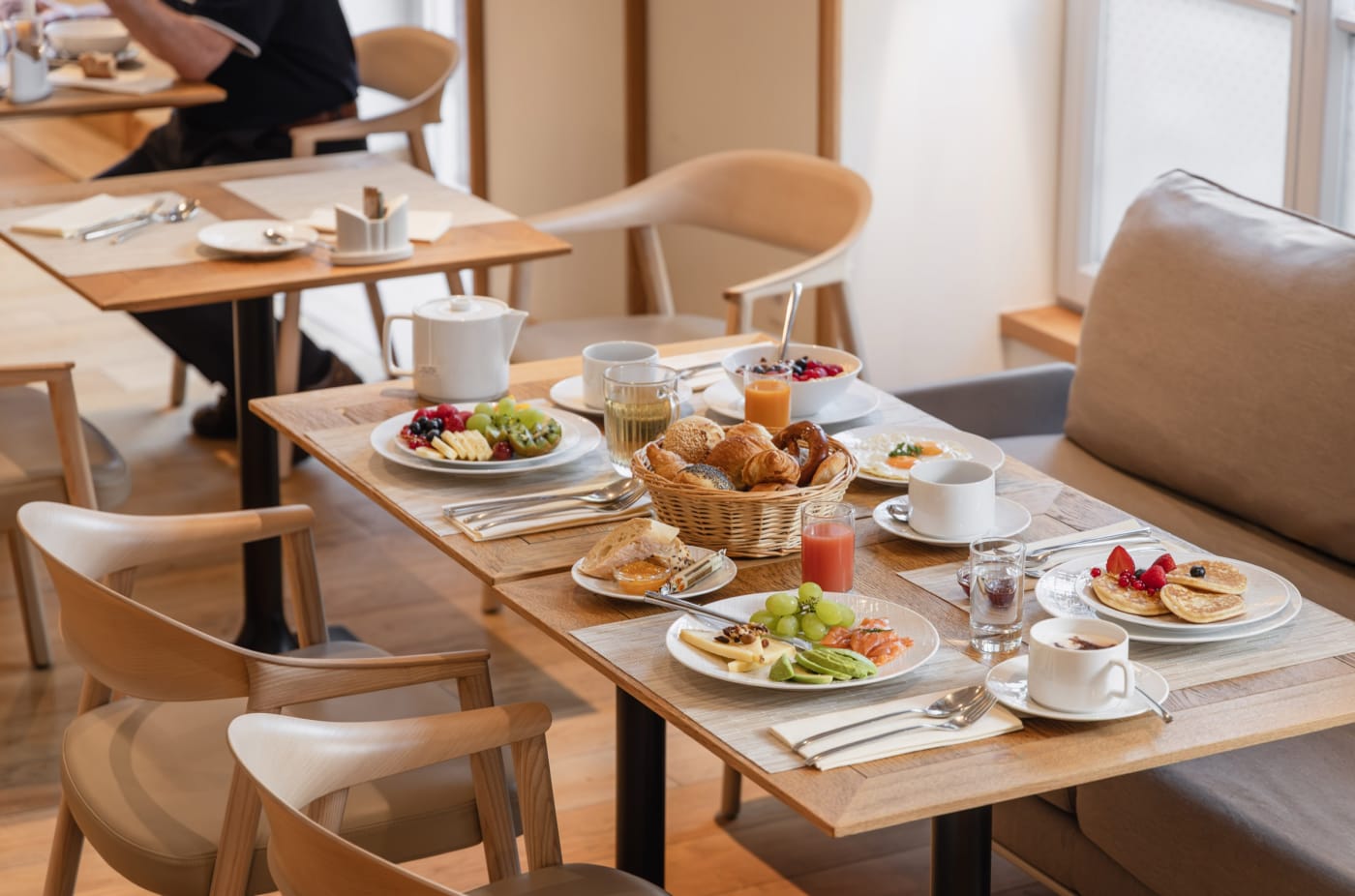 A breakfast table in the Haras room