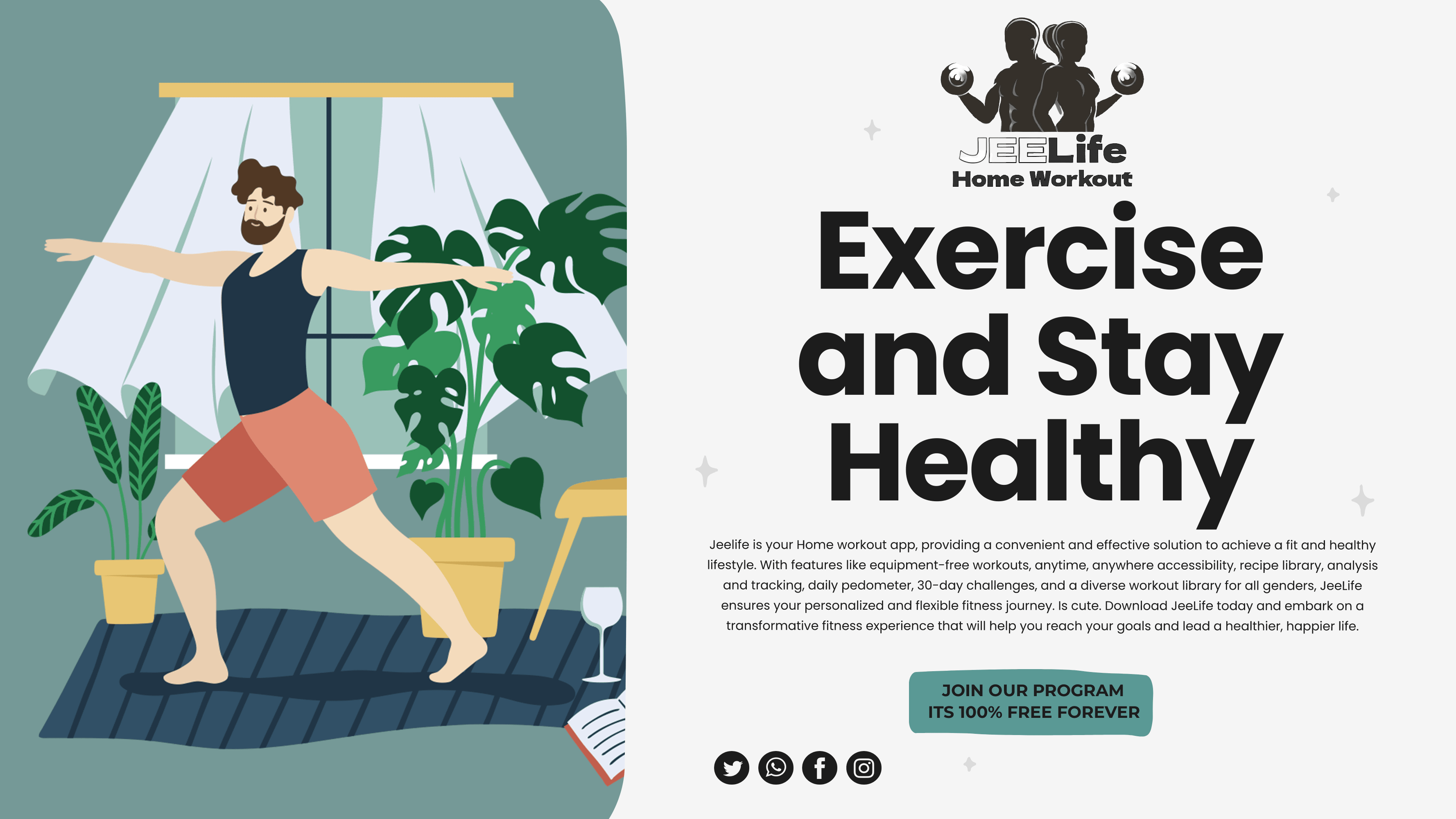 JeeLife Poster Image JeeLife: Home workout app cover photp