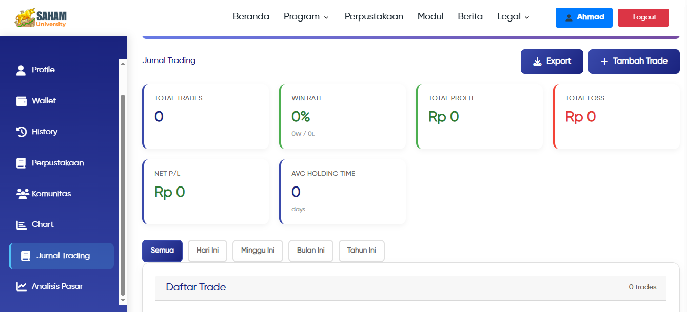 Fitur Jurnal Trading