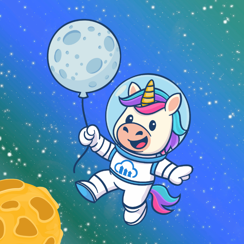 Cloudicorn floating in space