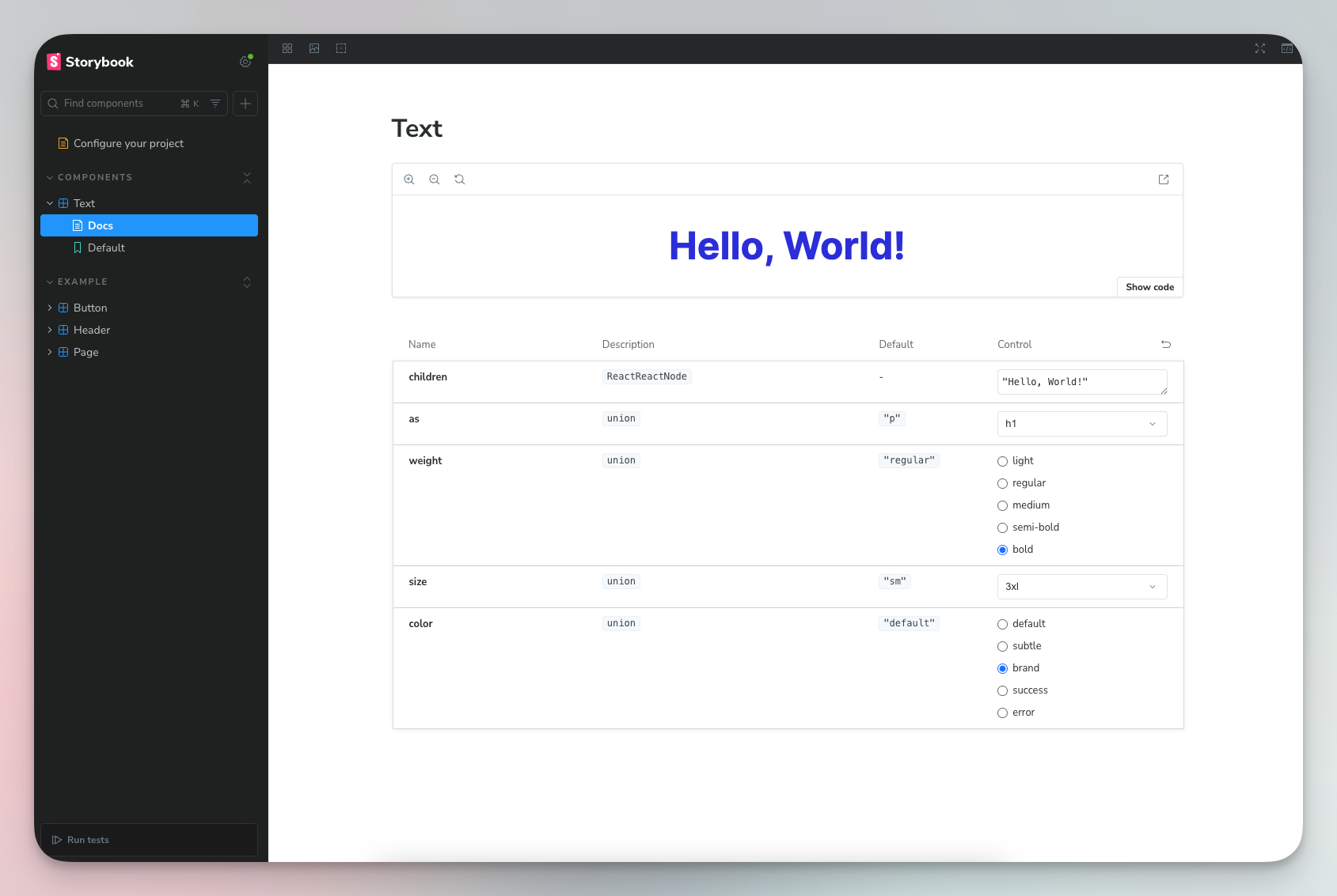 text color from css variables