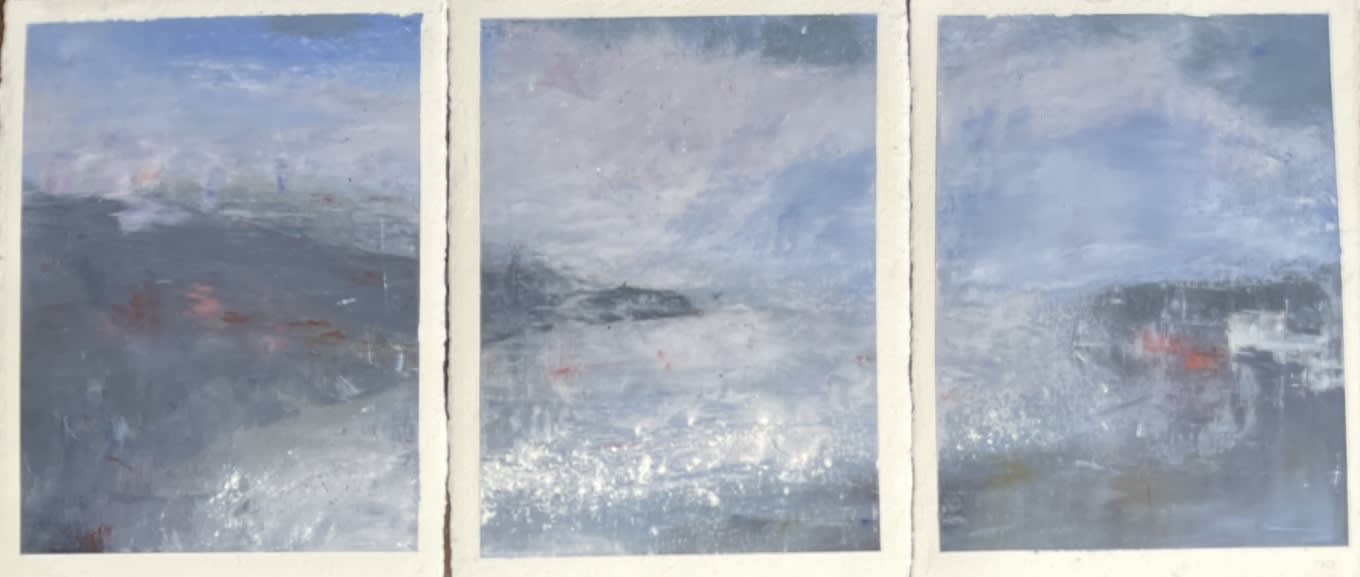 impression of  Coverack Cove in Cornwall after a storm has almost finished blowing in from the Atlantic