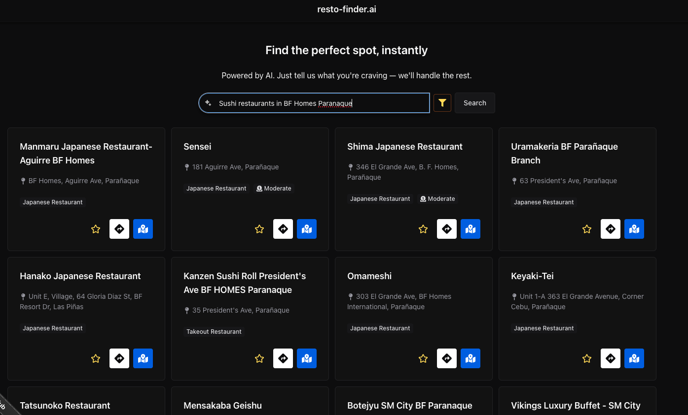 Restaurant Finder Screenshot