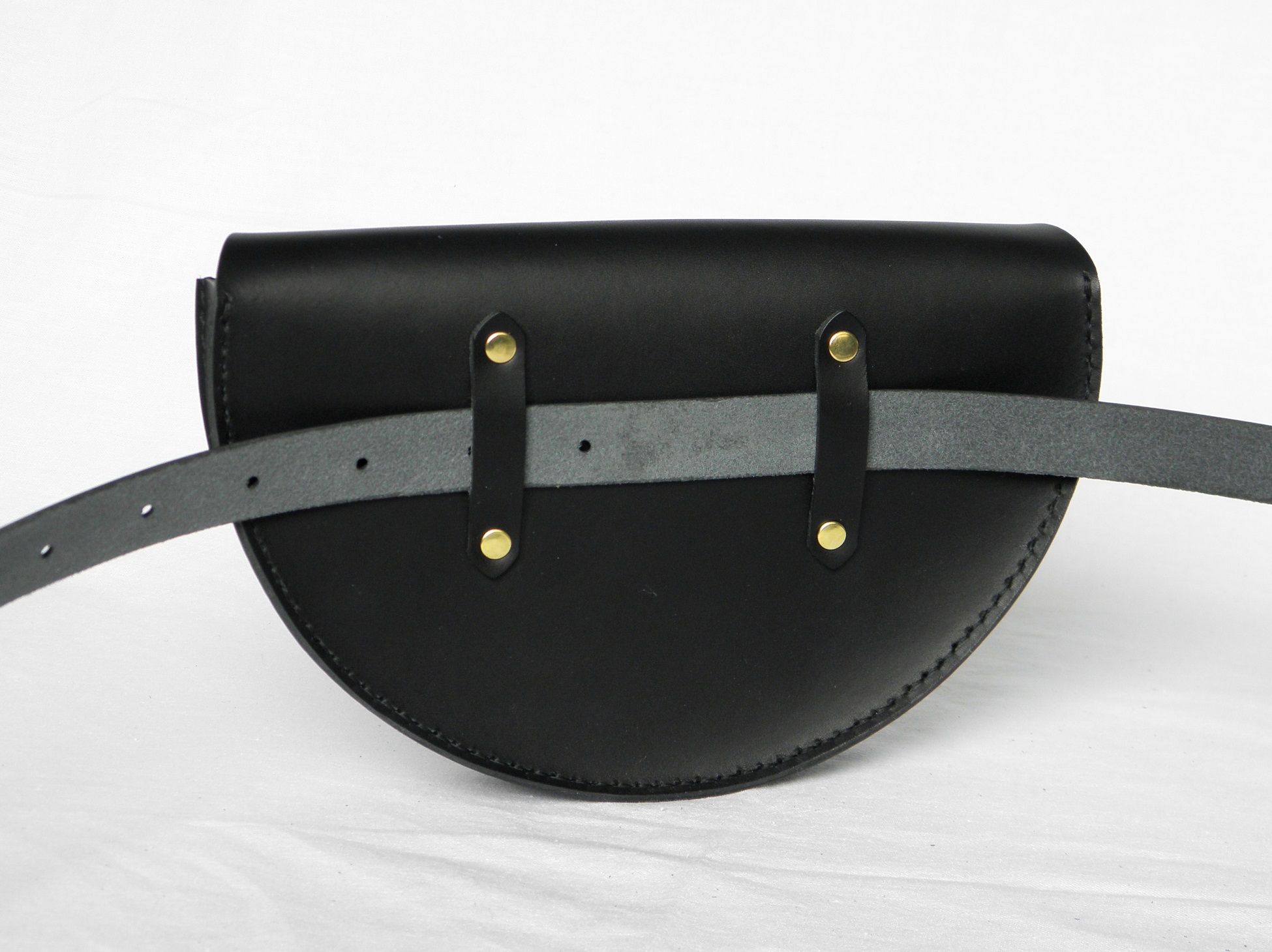 Erma Leather Bag Belt BLACK/WARM BRASS