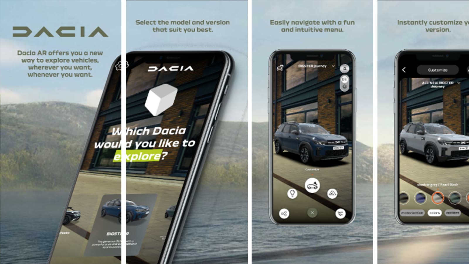 Dacia AR app shows full vehicle range at real scale in 17 markets