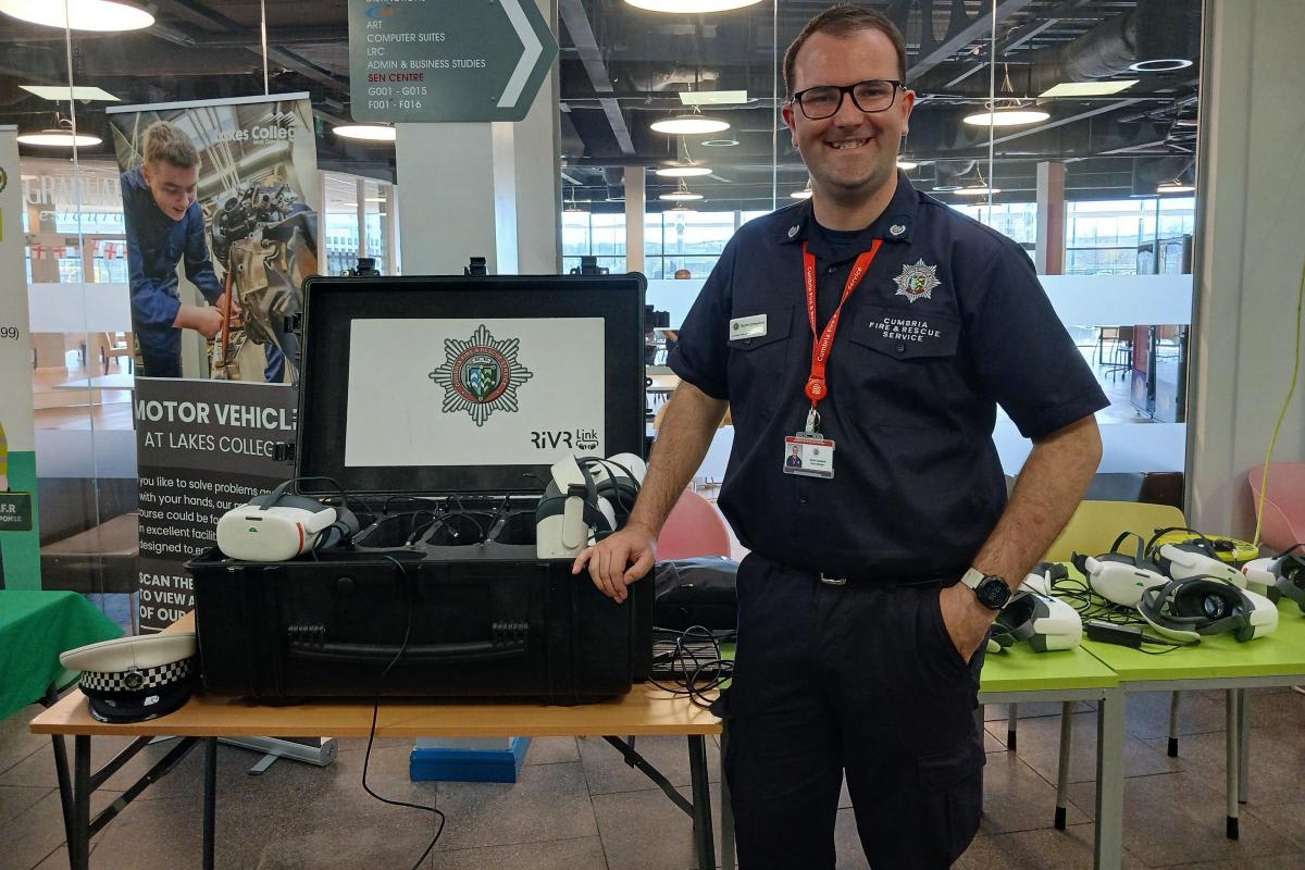 Cumbria Fire and Rescue Service VR headset demonstration at Lakes College