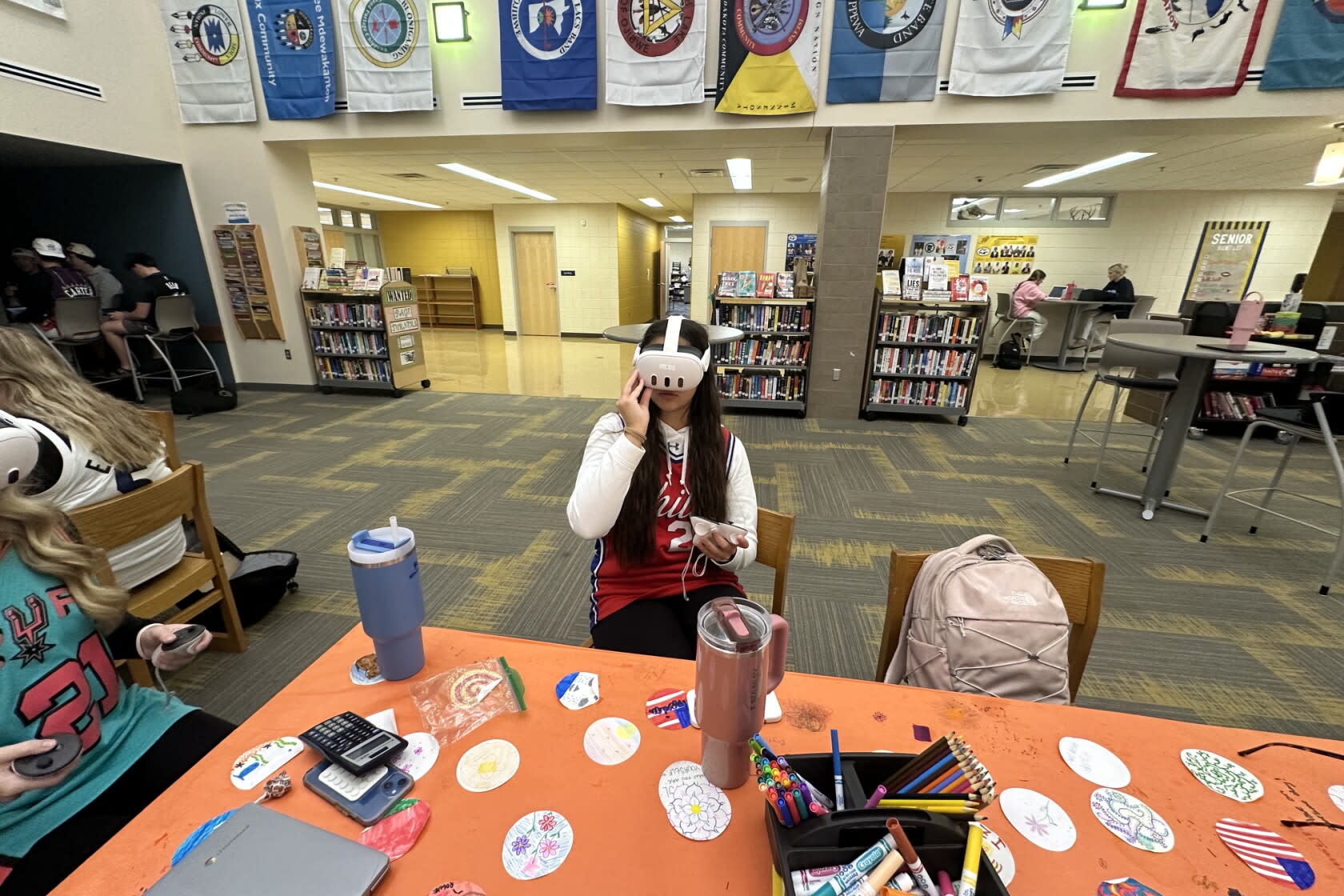 Hermantown High School students wearing VR headsets during classroom preparation for the Dunwoody Immersive courses.