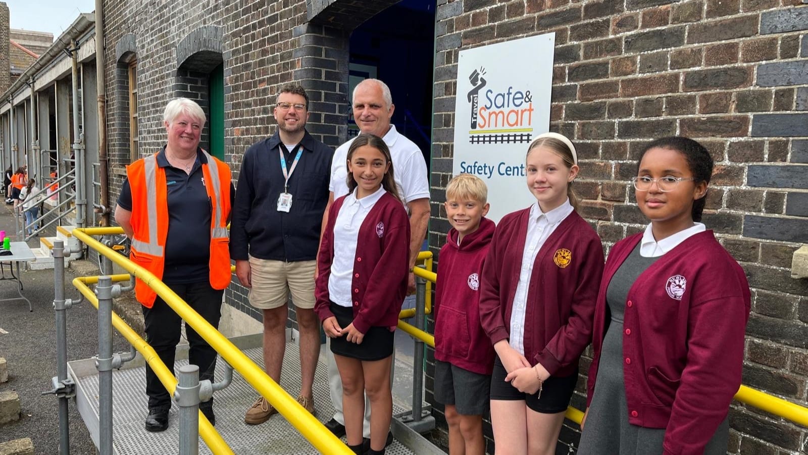 Newlands Primary School pupils and adults outside the Travel Safe Travel Smart Safety Centre in Margate