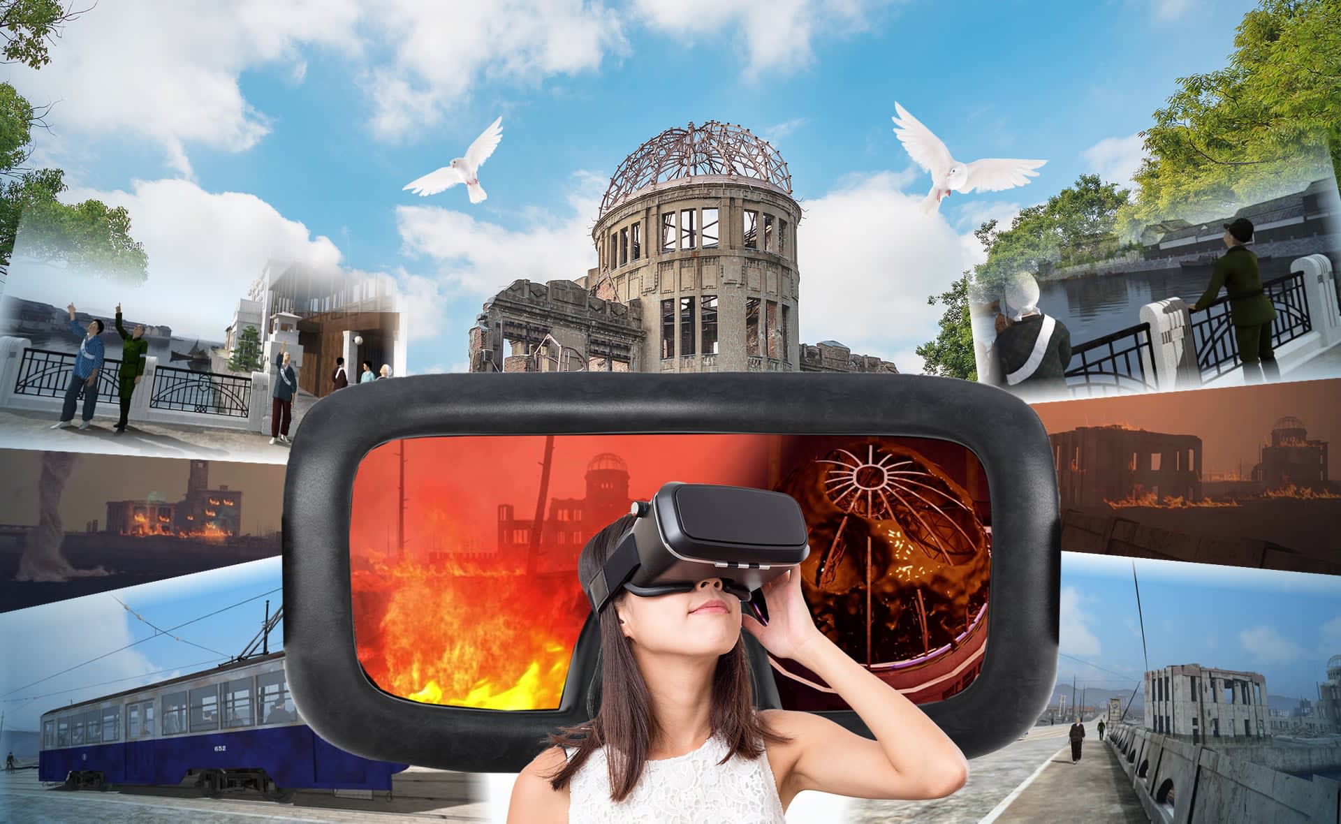 Tabimachi Gate Hiroshima's VR tour shows Peace Park before and after the atomic bomb