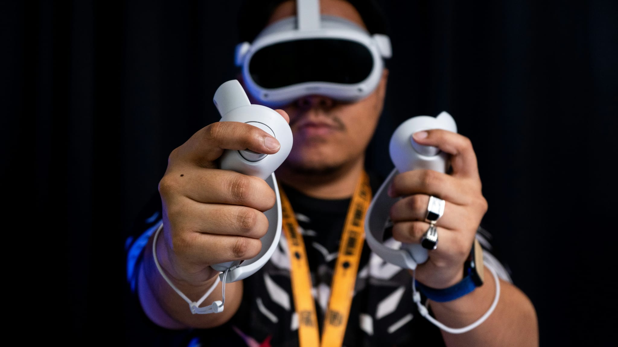 Person holding a video game controller