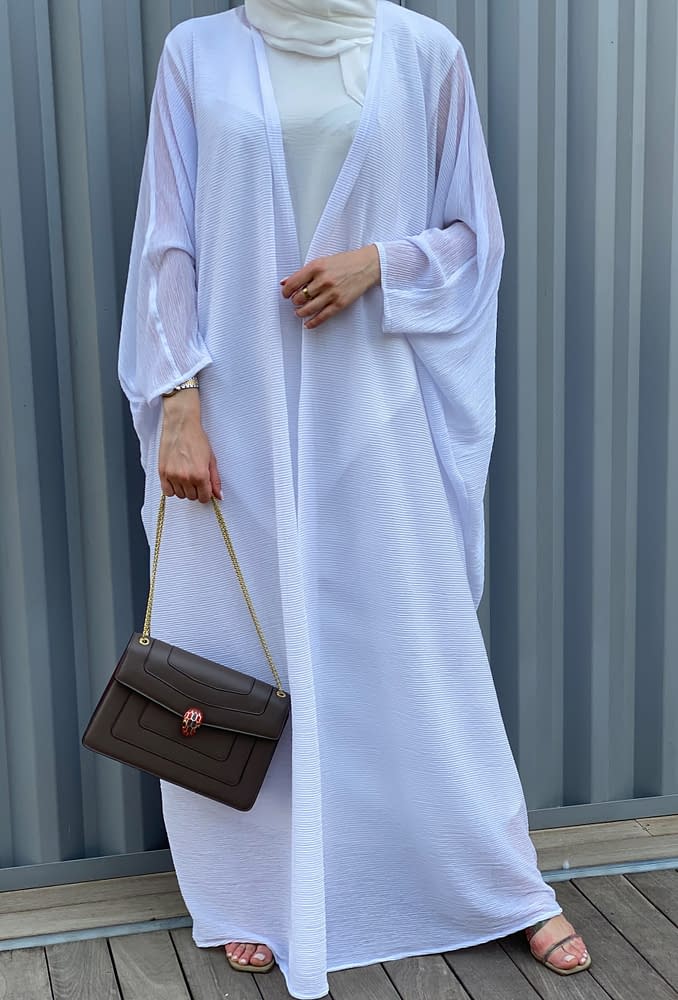 Moistreet White Abaya Set with Under Dress and Sheila : Abaya Dubai ...