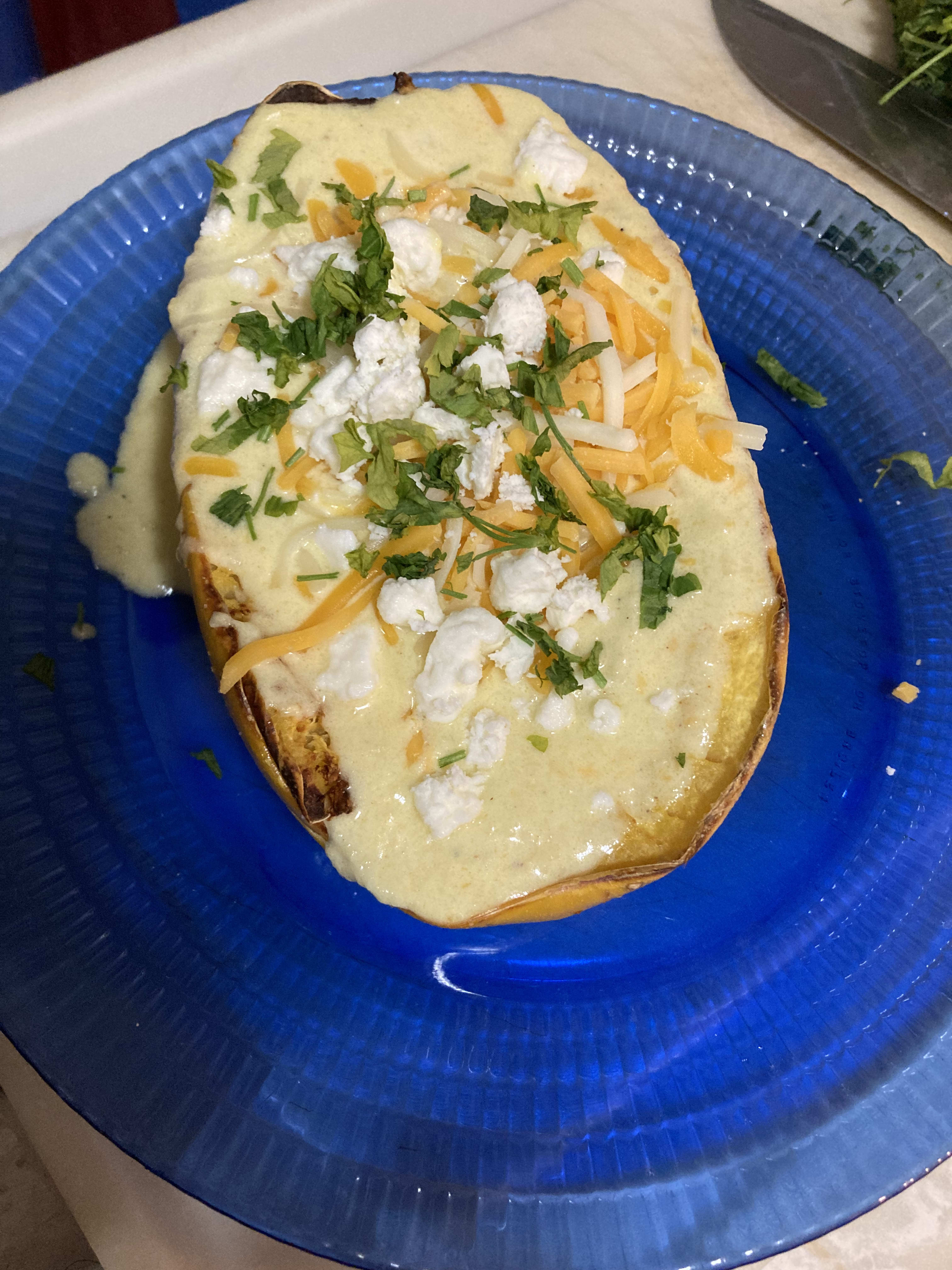 Chicken Alfredo Stuffed Spaghetti Squash Feast