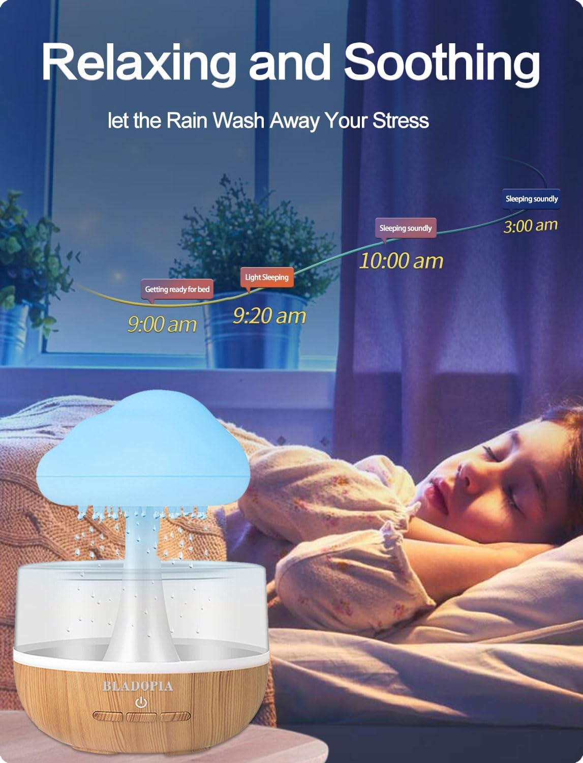 Rain Cloud Humidifier Stress Relief Raining Cloud Night Light with