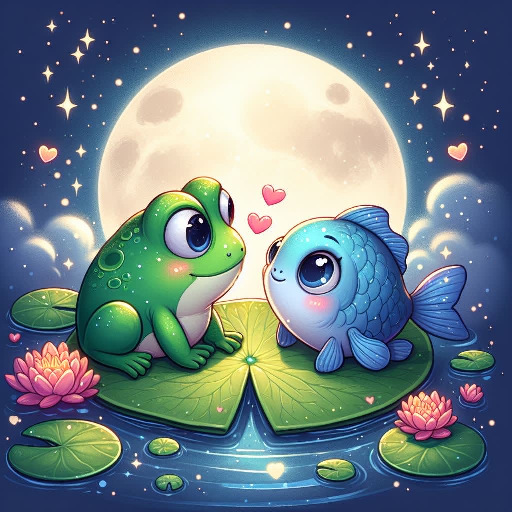 Cartoon Frogs In Love
