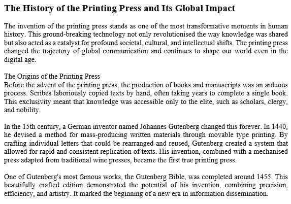 The History of the Printing Press and Its Global Impact | History