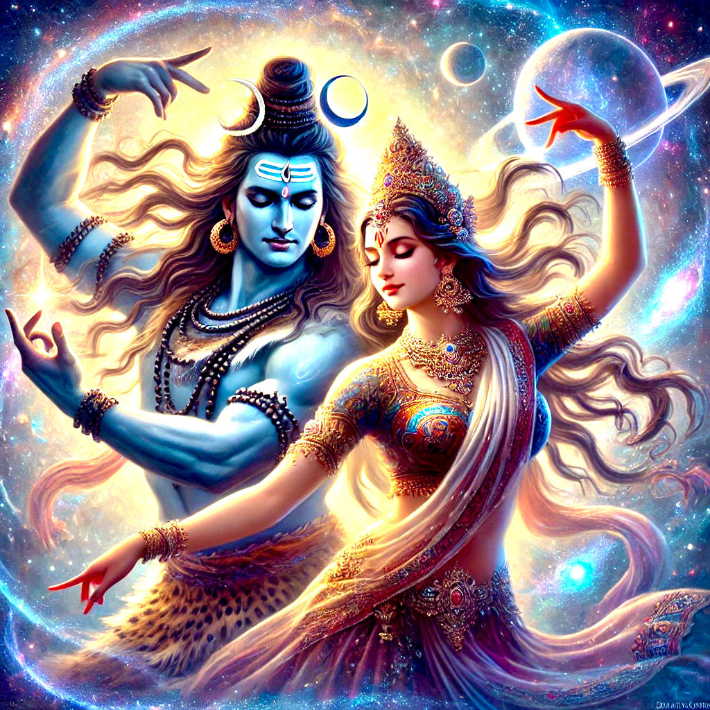 Lord Shiva And Parvati Dancing Lord Shiva In Meditative Dance With