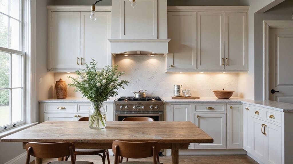 Painted White Oak Kitchen Cabinets