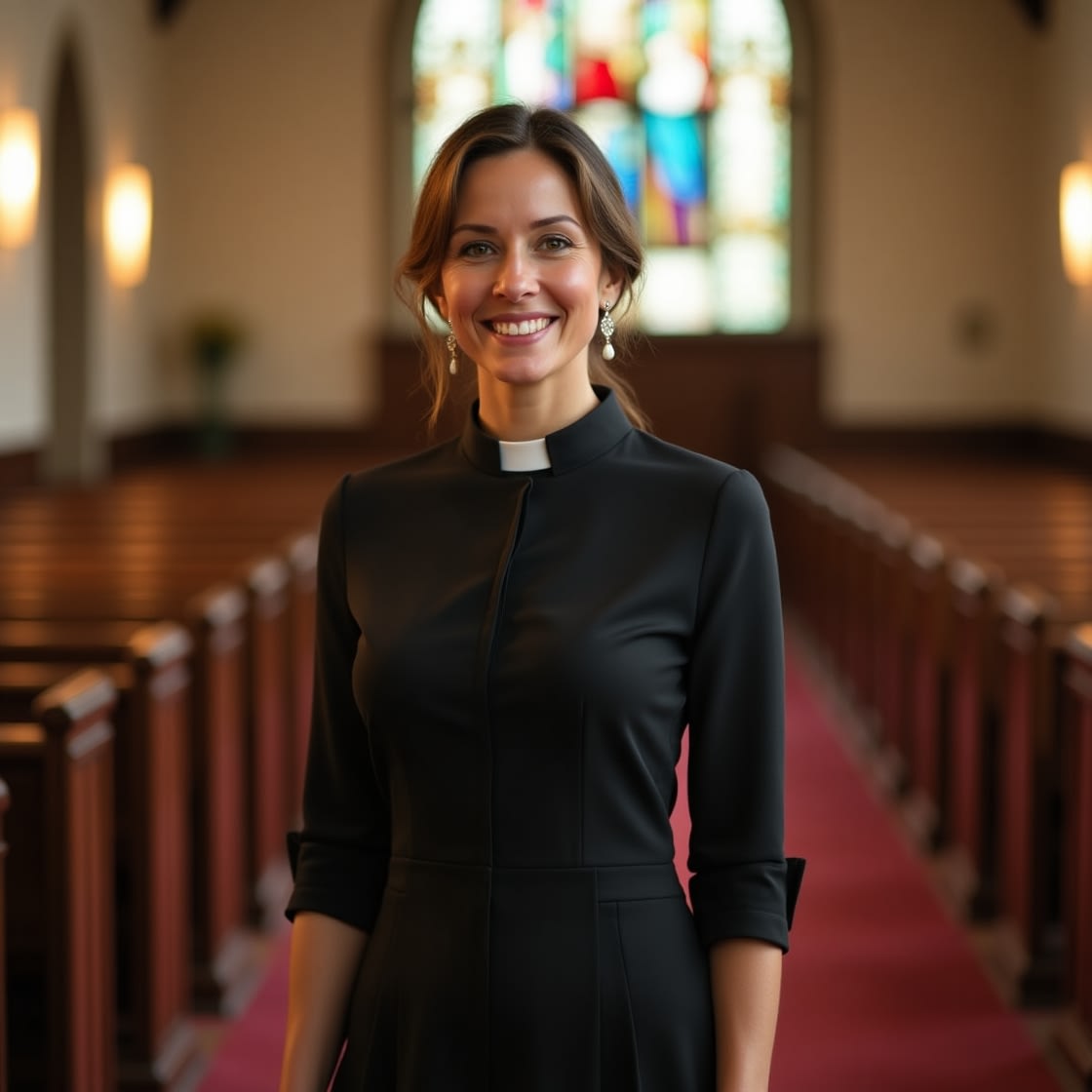 chinese dress ladies CAMDOM Church Clergy Dress for Women Minister Spring/Autumn Long Sleeve  Loose Elegant Dress with Tab Insert Stand Collar Black at Amazon Women's  Clothing store main image 1
