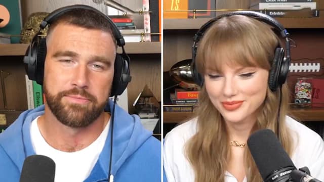 Taylor Swift in orange glitter outfit