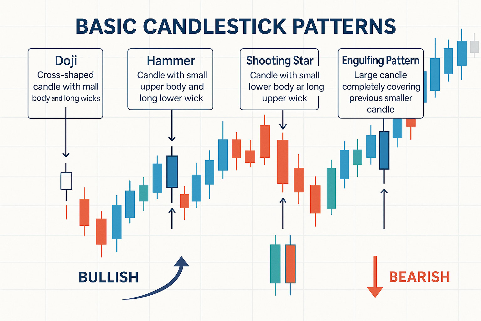 Basic Candlestick Patterns: Doji, Hammer, Shooting Star, and Engulfing  Candles | 01
