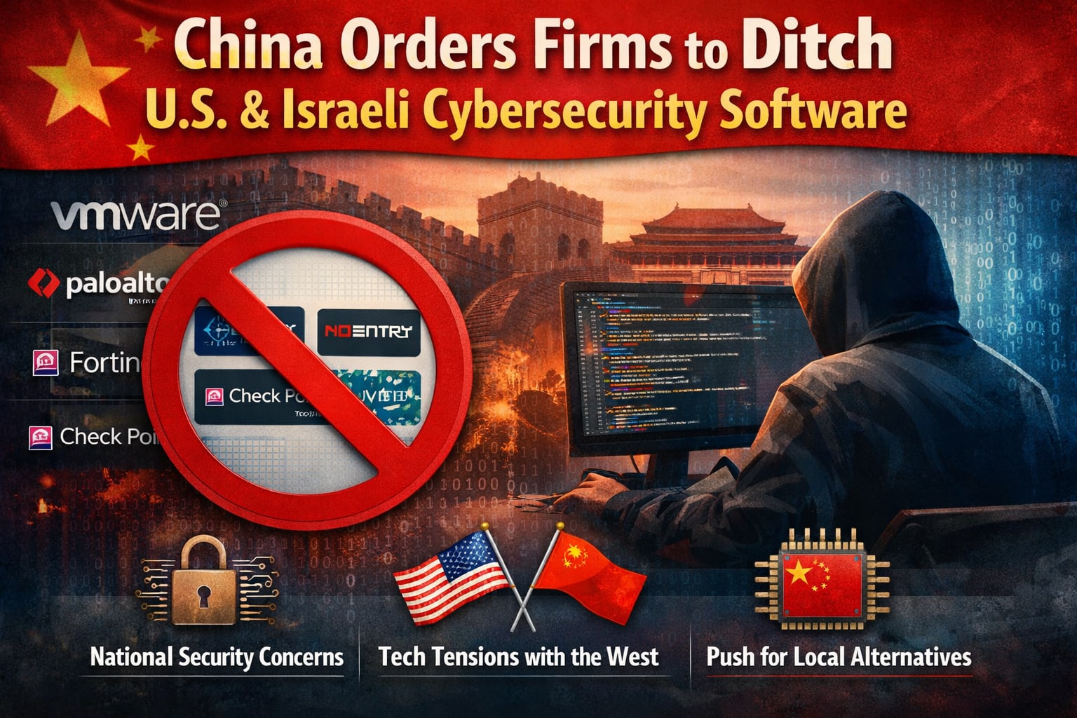 China Asks Companies to Stop Using US and Israeli Cybersecurity Software