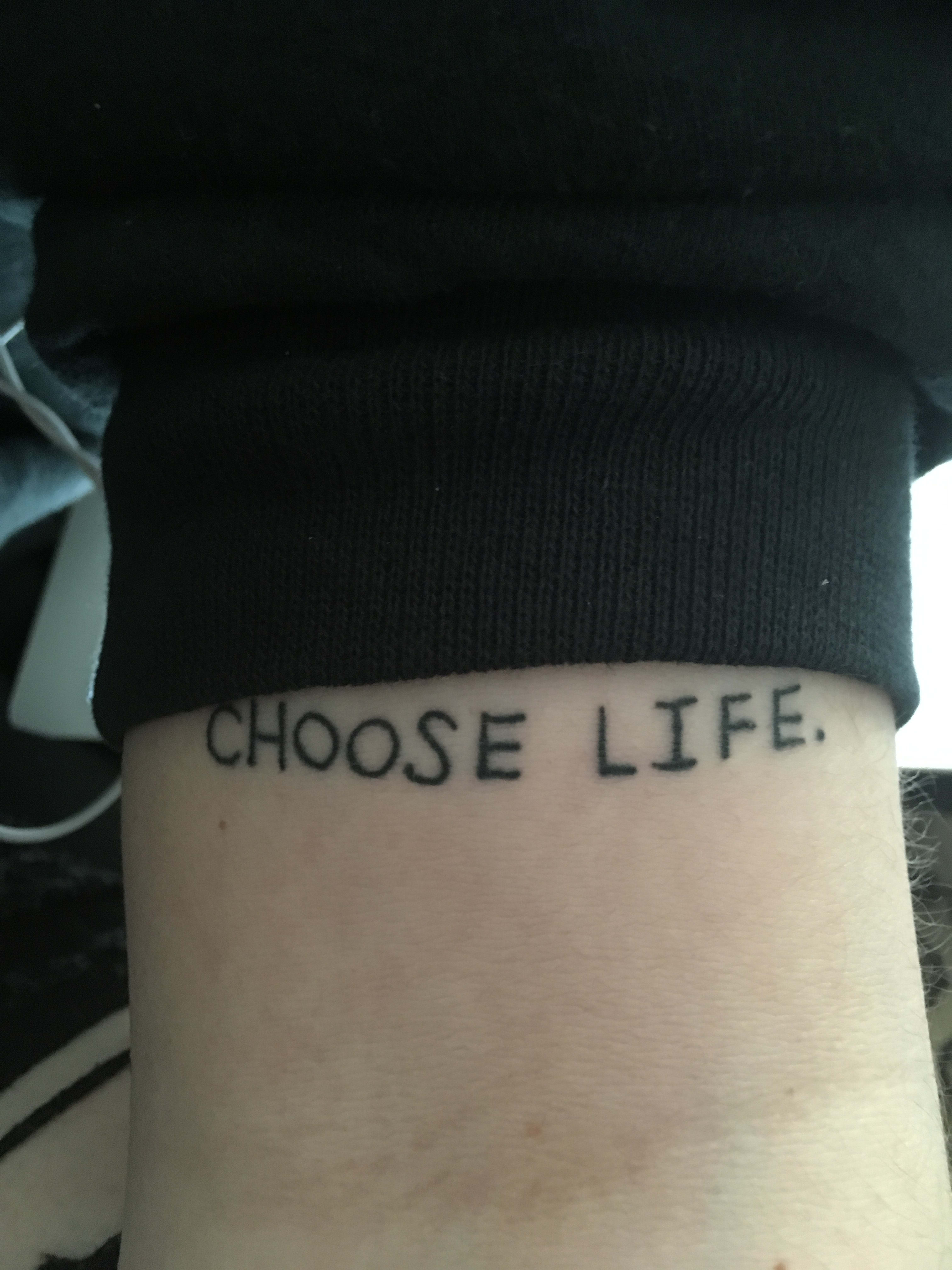 Forearm tattoo saying Always choose life together
