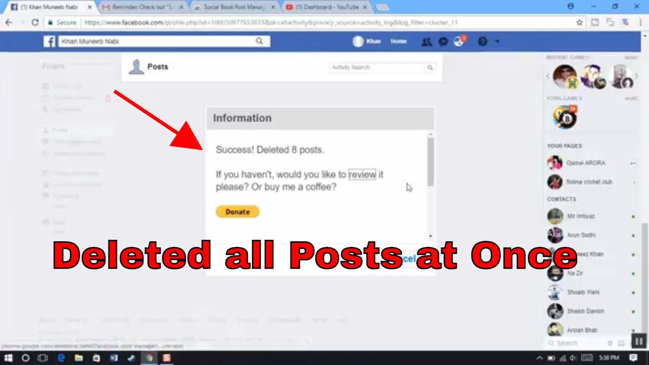 how to delete all shared posts on facebook