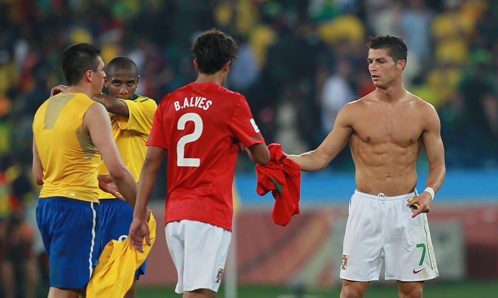 exchanging jerseys in football