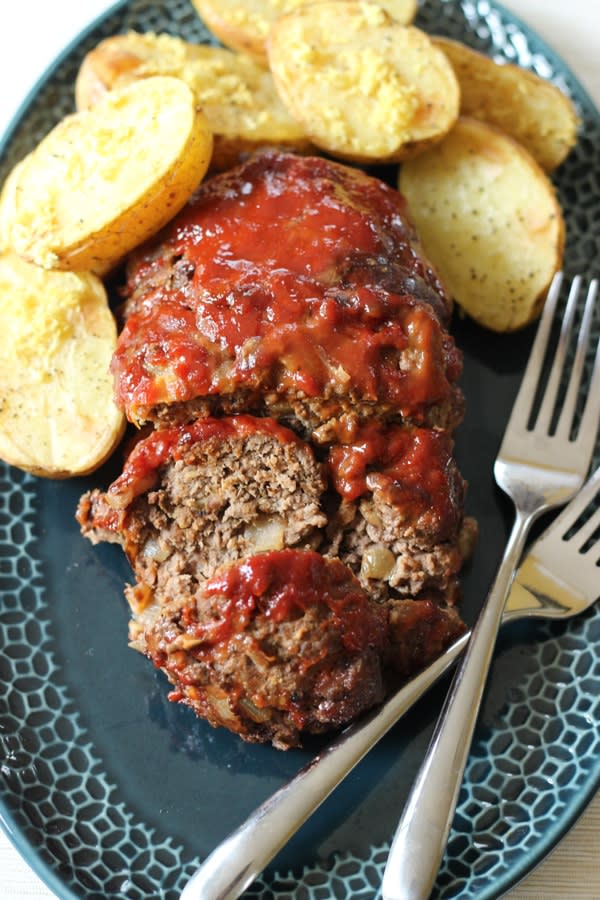 Best Italian Meatloaf with Roasted Potatoes and Peppers, Paired with