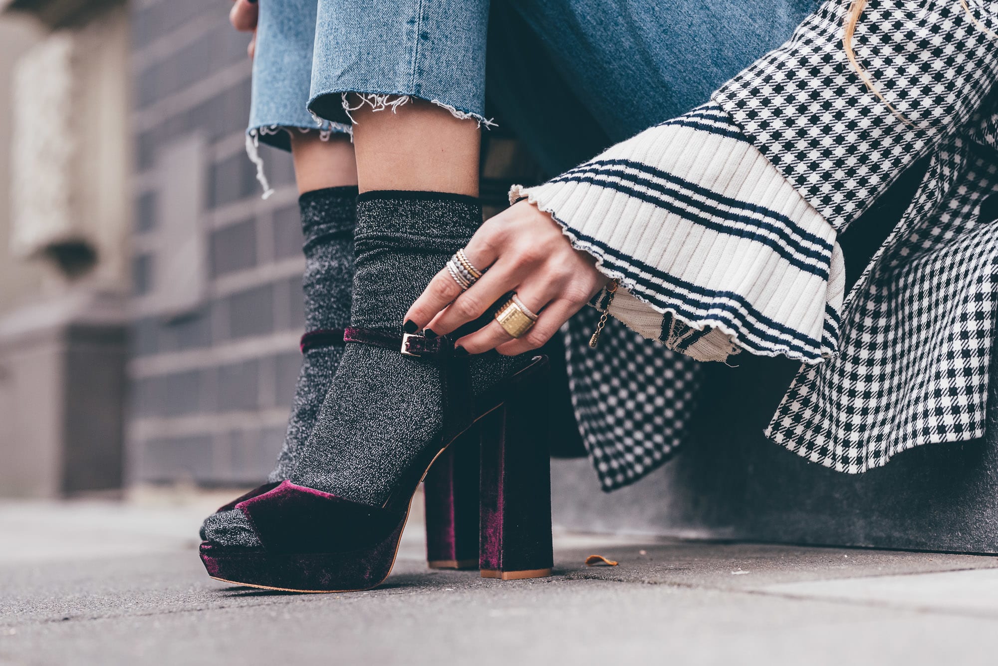 sparkly sock heels