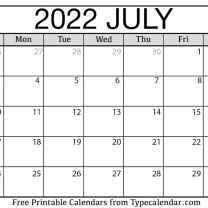 July 2022 Calendar