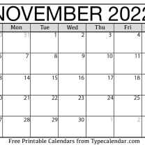 November Calendar 2022