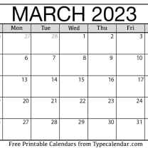 March Calendar 2023