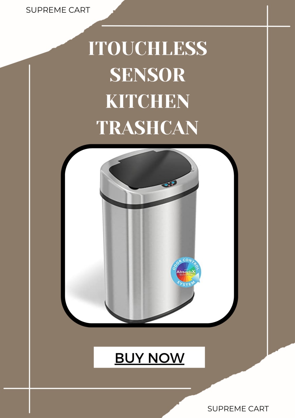 iTouchless 13 Gallon Automatic Touchless Sensor Kitchen Trash Can with AC Adapte