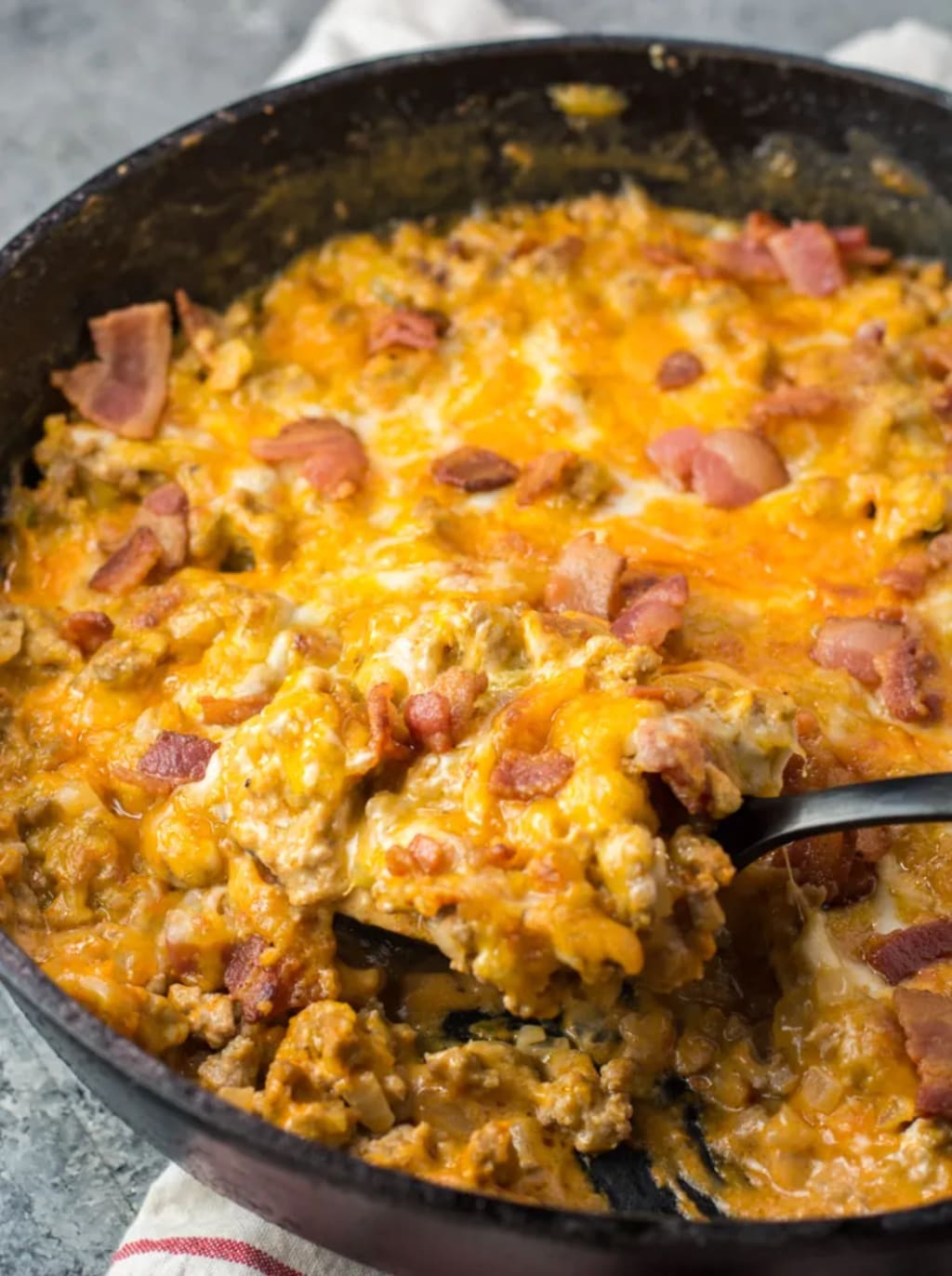 One Pan Keto Bacon Cheeseburger Casserole Skillet Feast