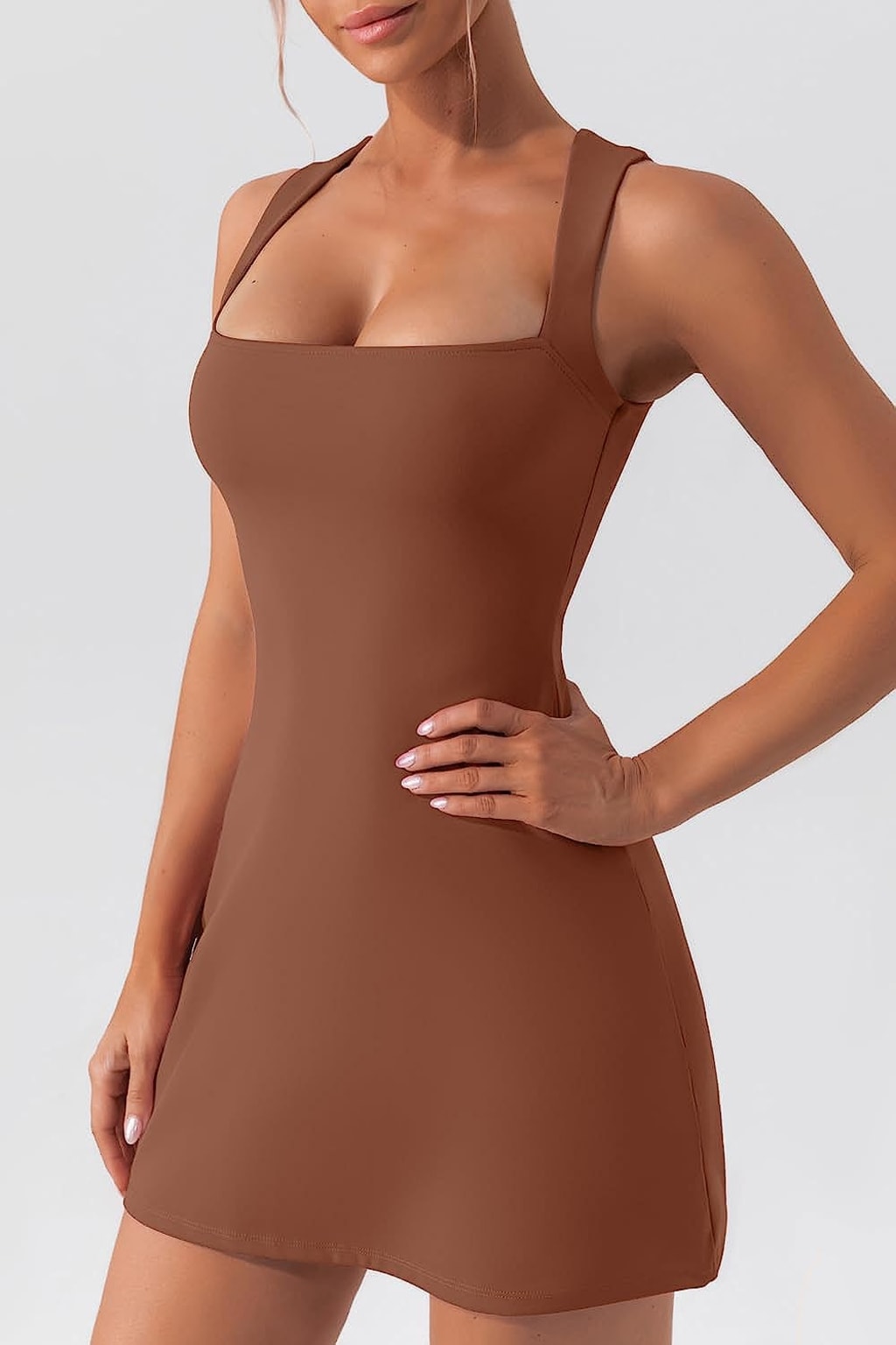 Square Neck Sleeveless Pull-On Bodycon Dress