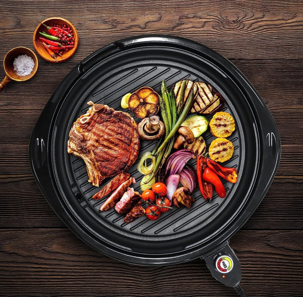 Korean Traditional BBQ Grill Pan, Black Nonstick Grill Pan, Smokeless Round  Grill Pan Household Barbecue Pan Indoor Iron Barbecue Pan BBQ Roasting