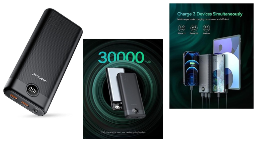  Charmast 30000mAh Power Bank, Fast Charging Portable