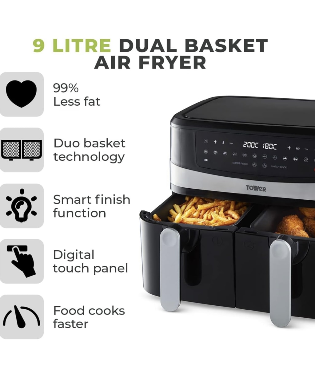 Vortx 9L Dual Basket Air Fryer