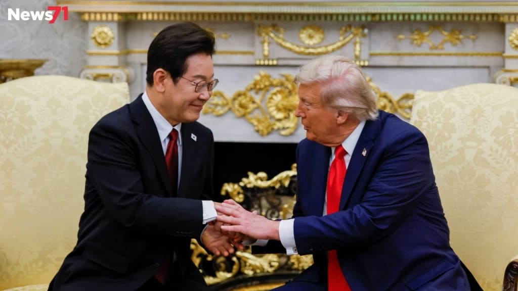 Donald Trump Meets Lee Jae Myung Leader of South Korean as Trade
